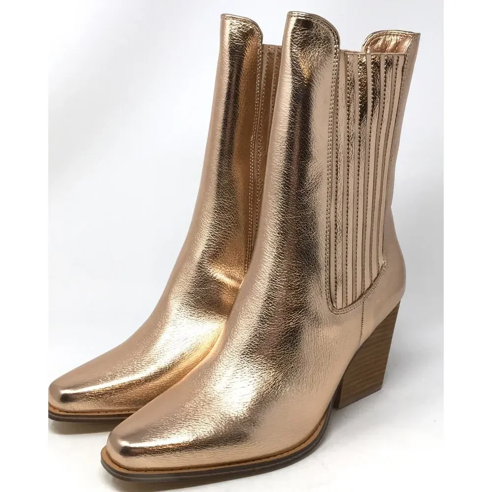 Chinese Laundry Cali Women's Size 11 Metallic Copper Stacked Heel Bootie